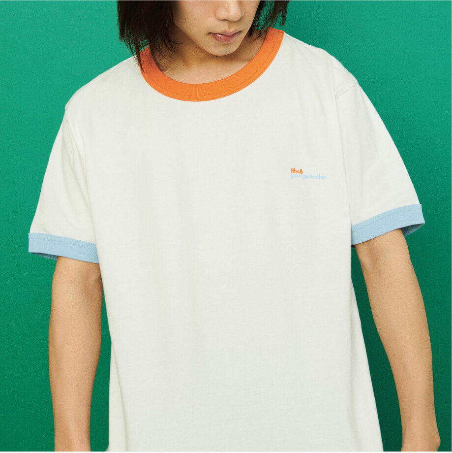Ringer tee（orange×ice blue）